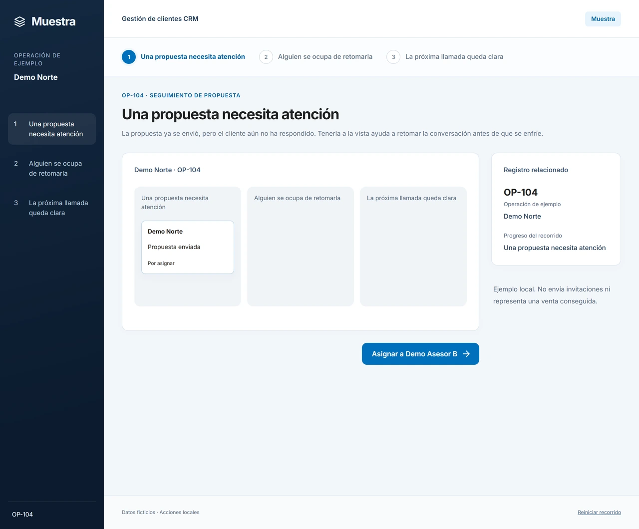 Muestra: Vea qué venta necesita atención