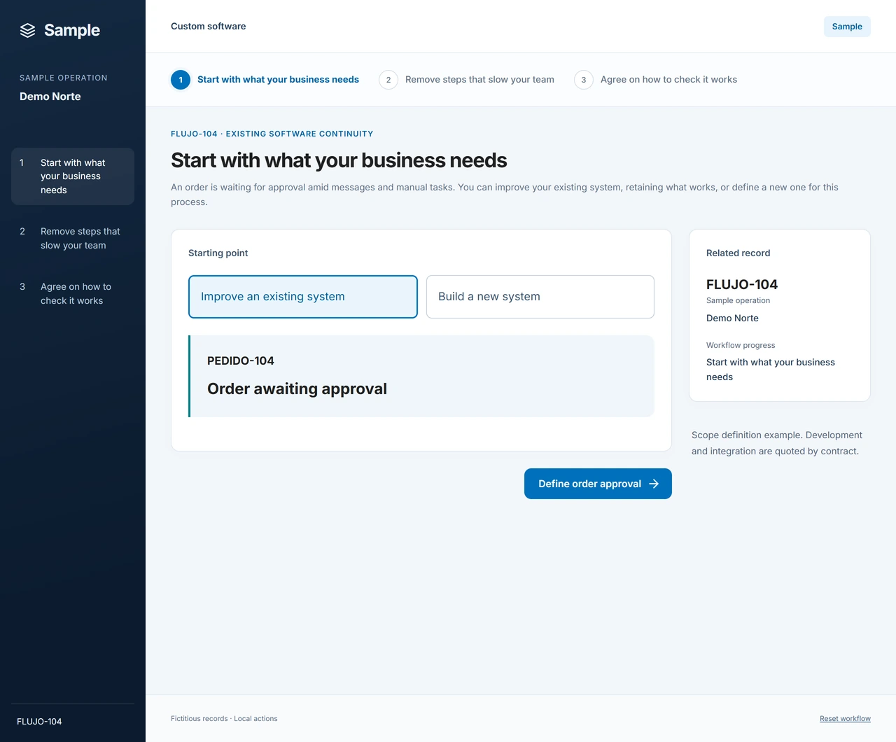 Sample: Choose the work you need to unblock