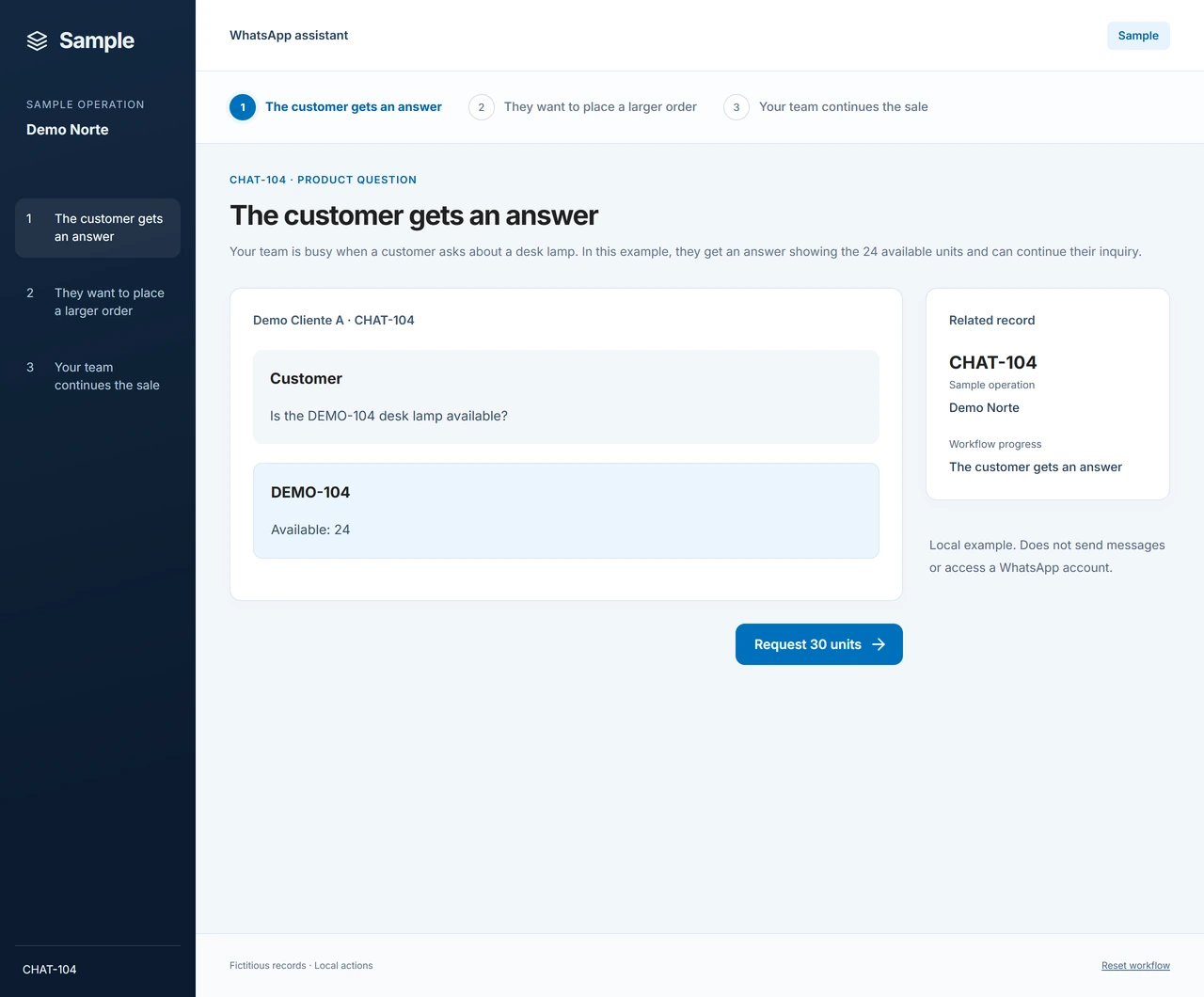 Sample: The customer gets an answer