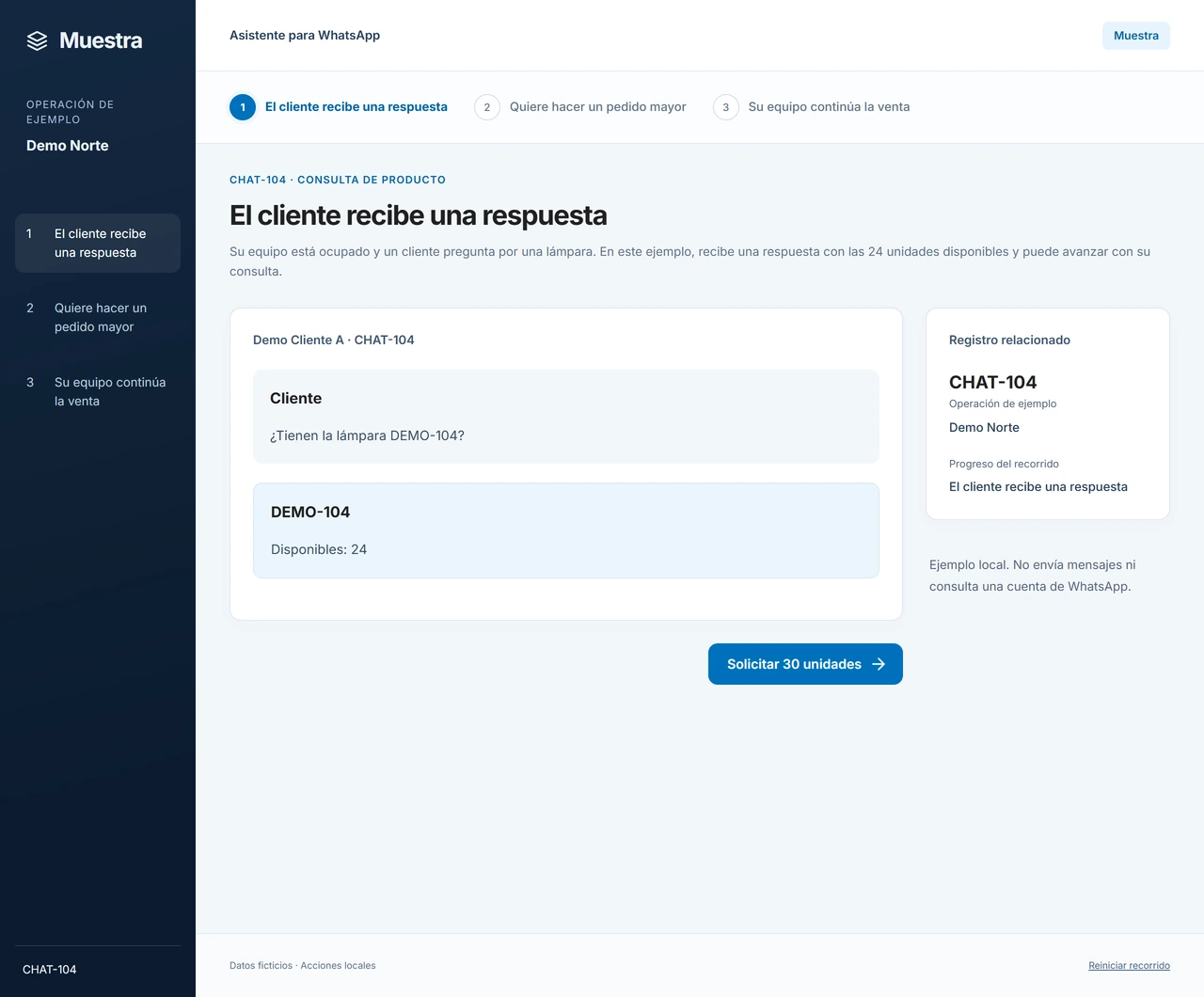 Muestra: El cliente recibe una respuesta
